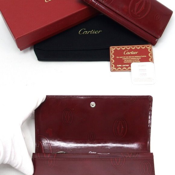 CARTIER Happy Birthday Bifold Long Wallet Bordeaux [Deep Red] - Picture 3 of 10